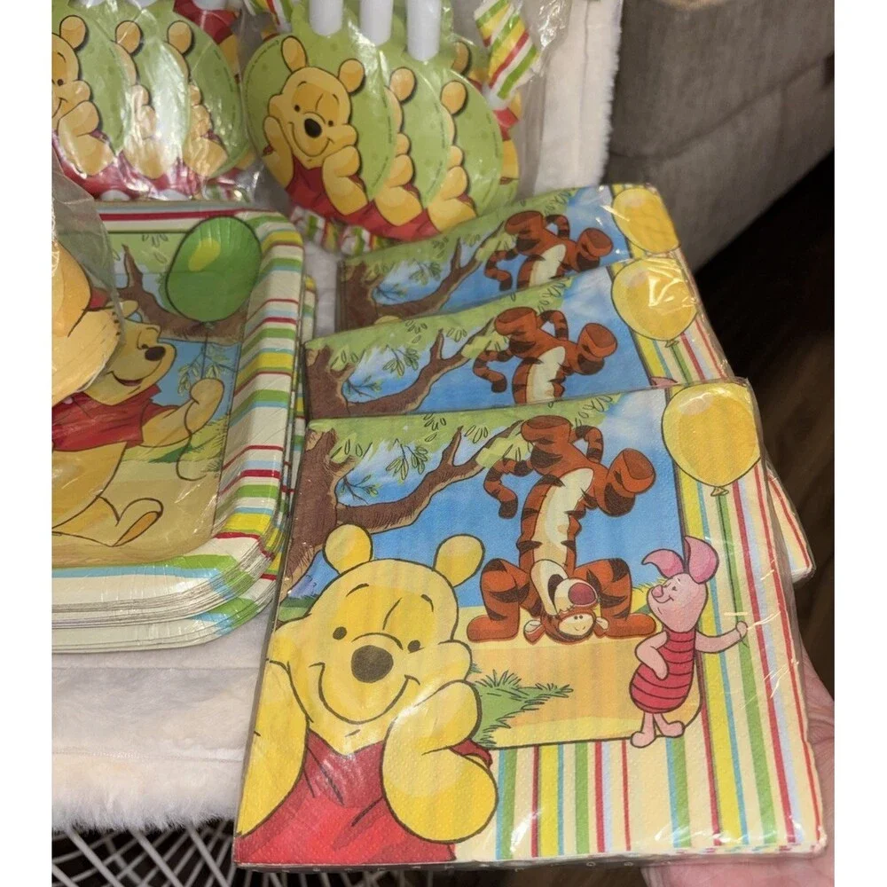 Vintage Hallmark Disney Winnie the Pooh Birthday Party Supplies Lot Plates Napki